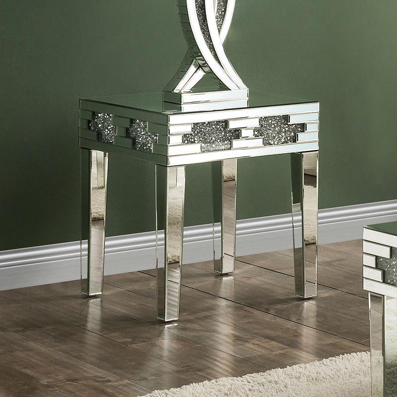 

    
 Order  Modern Mirrored & Faux Diamonds Coffee Table + 2 End Tables by Acme Noralie 88055--3pcs
