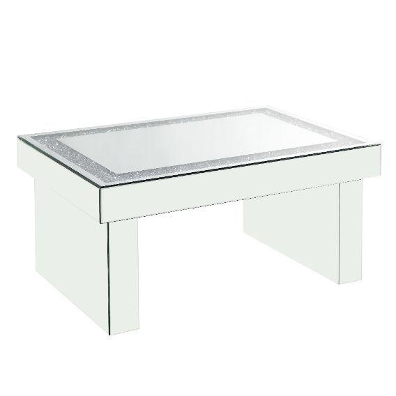 

    
Modern Mirrored & Faux Diamonds Coffee Table by Acme Noralie 84700
