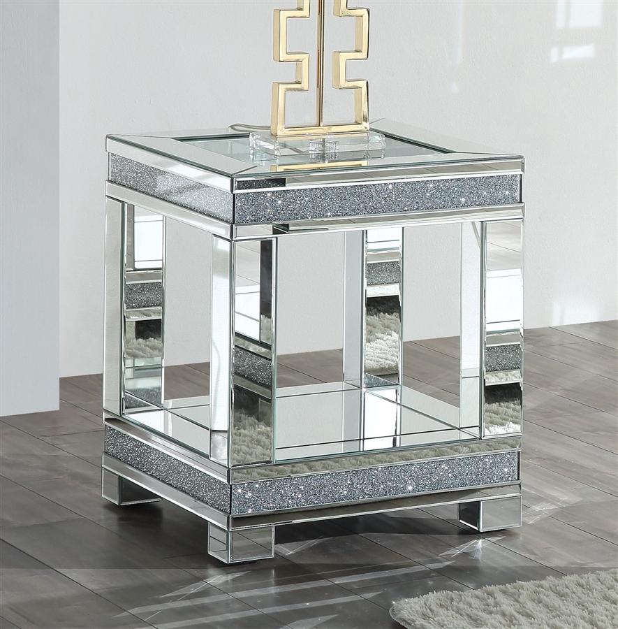 

    
Acme Furniture Noralie End Table Mirrored 88022
