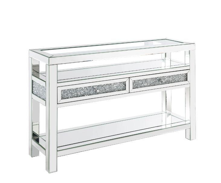 

    
84730-3pcs Modern Mirrored & Faux Diamonds Coffee Table + End Table + Sofa Table by Acme Noralie 84730-3pcs
