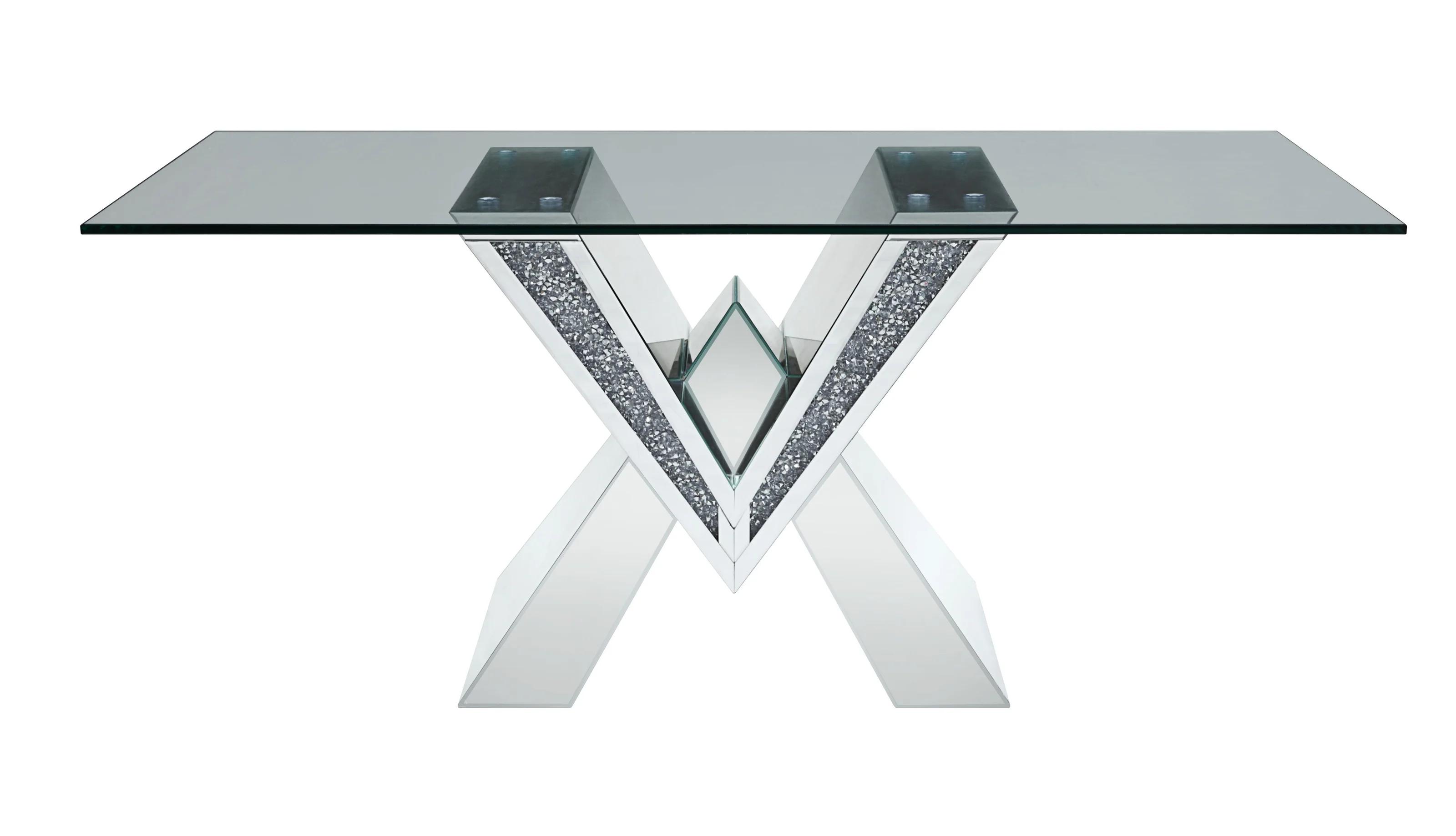 

    
Modern Mirrored & Faux Diamonds Dining Table by Acme Noralie 71280
