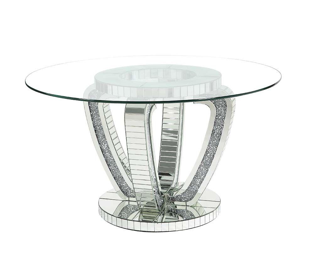 

    
Modern Mirrored & Faux Diamonds Dining Table by Acme Noralie DN00717
