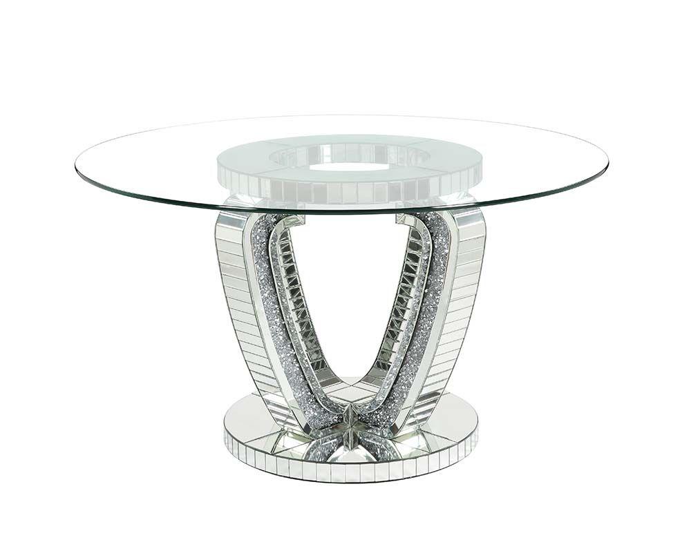 

    
Modern Mirrored & Faux Diamonds Dining Table by Acme Noralie DN00717
