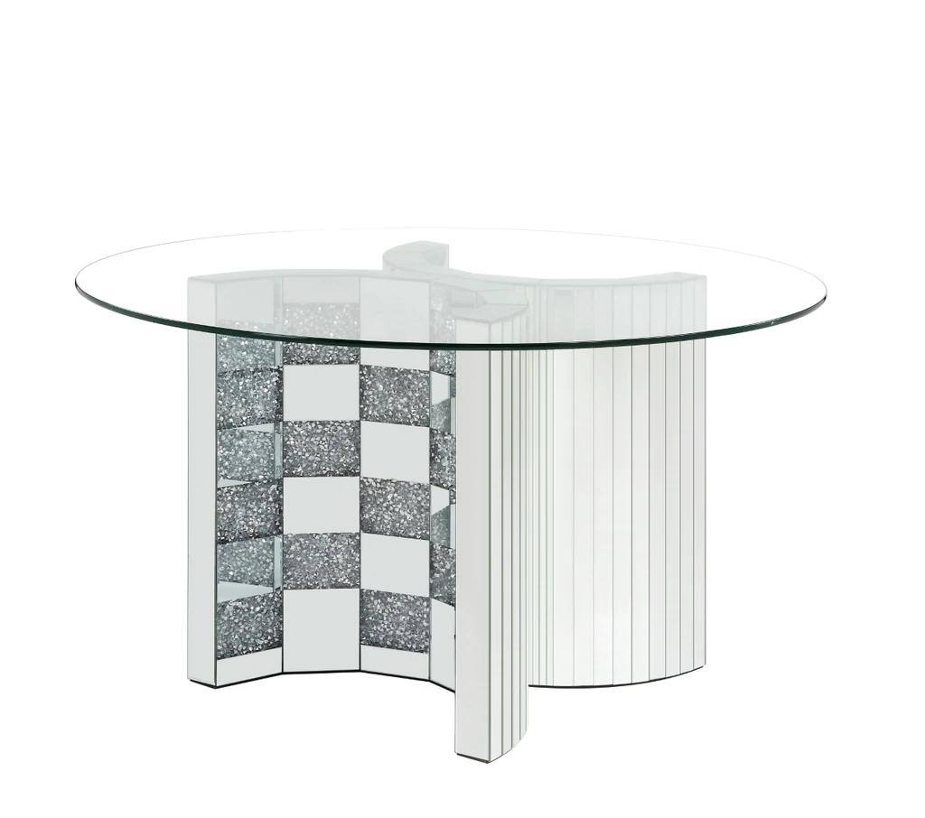 

    
Modern Mirrored & Faux Diamonds Dining Table by Acme Noralie DN00718
