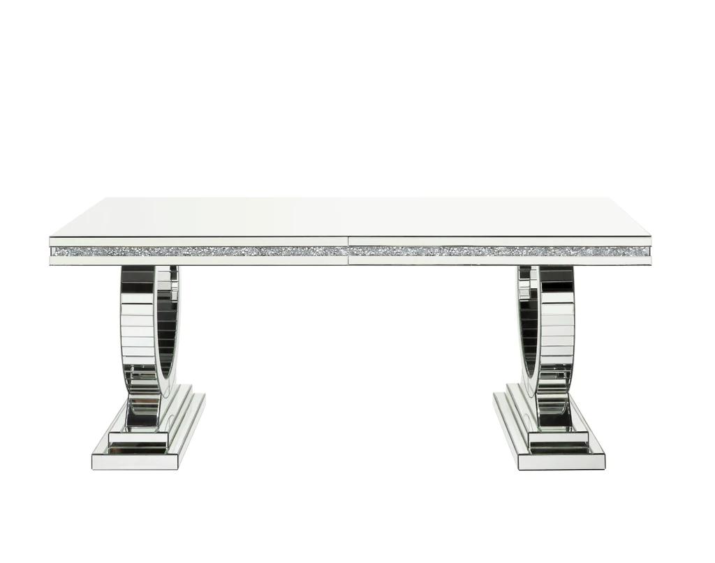 

    
Modern Mirrored & Faux Diamonds Dining Table by Acme Noralie DN00721
