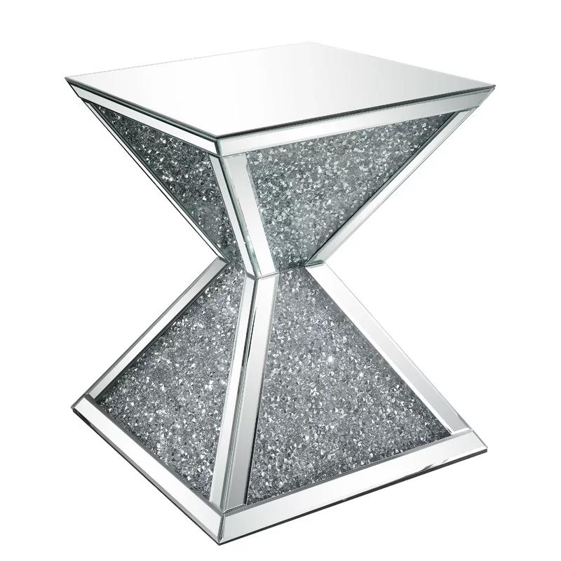 

    
Modern Mirrored & Faux Diamonds End Table by Acme Noralie 84902
