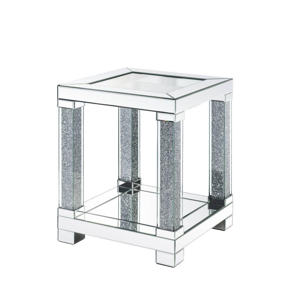 

    
Modern Mirrored & Faux Diamonds End Table by Acme Noralie 87997
