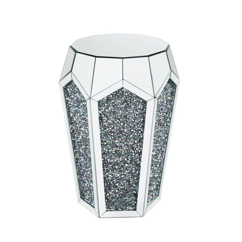 

    
Modern Mirrored & Faux Diamonds End Table by Acme Noralie 88007
