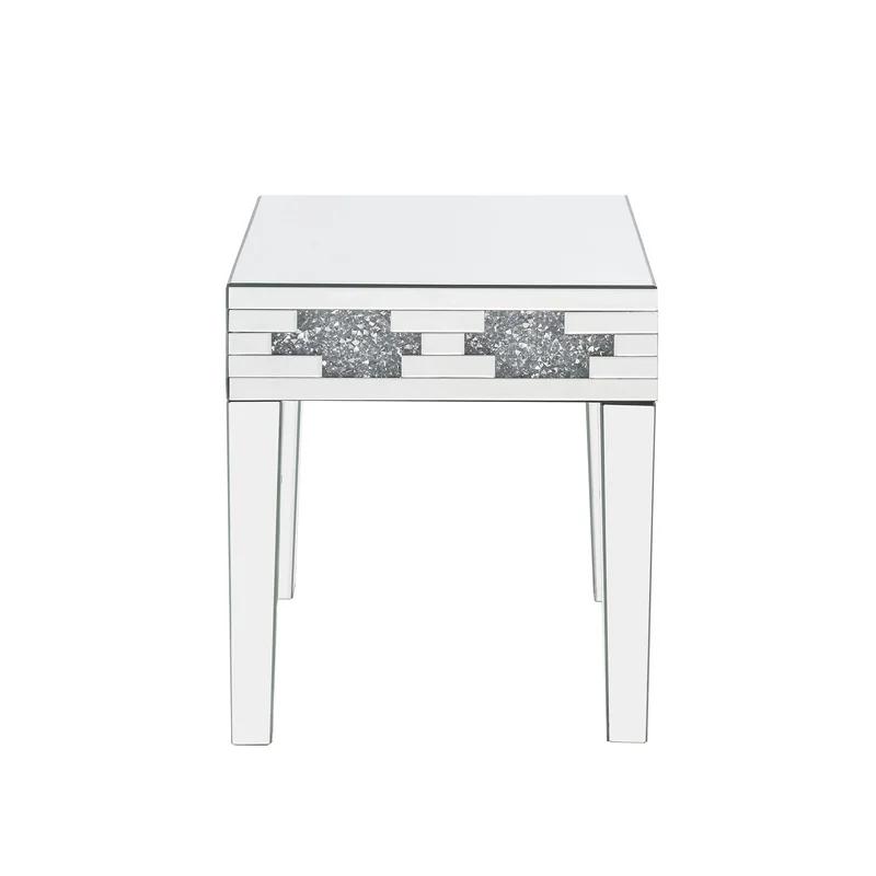 

    
Modern Mirrored & Faux Diamonds End Table by Acme Noralie 88057
