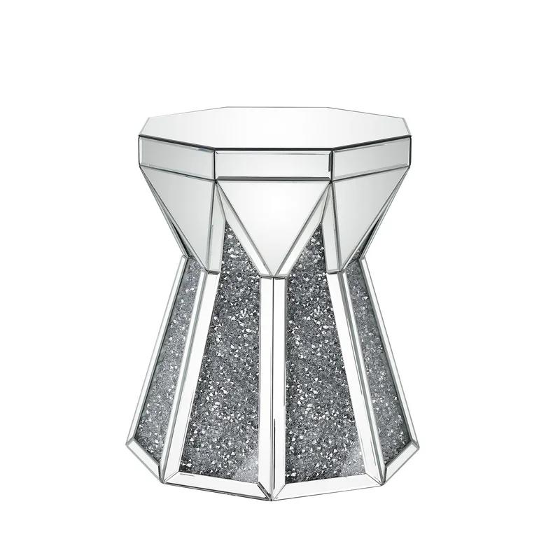 

    
Modern Mirrored & Faux Diamonds End Table by Acme Noralie 88062
