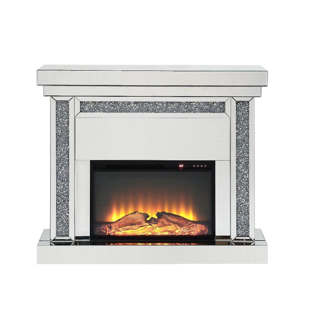 

    
Modern Mirrored & Faux Diamonds Fireplace  by Acme Noralie 90470
