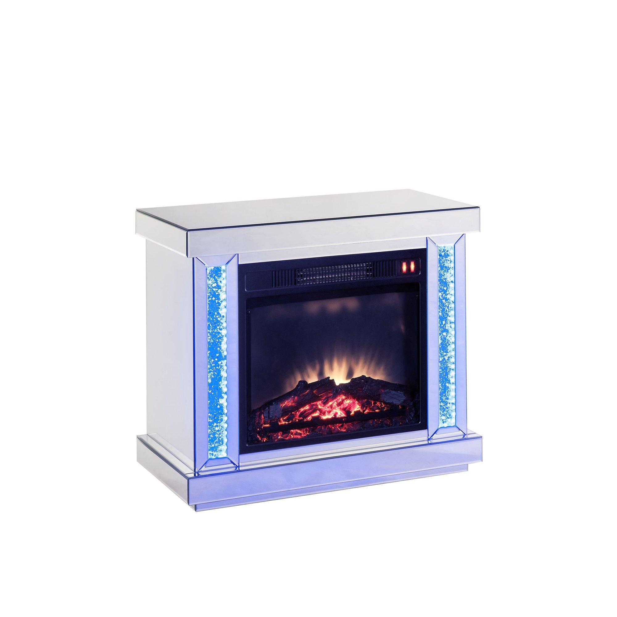 

    
Modern Mirrored & Faux Diamonds Fireplace  by Acme Noralie 90864
