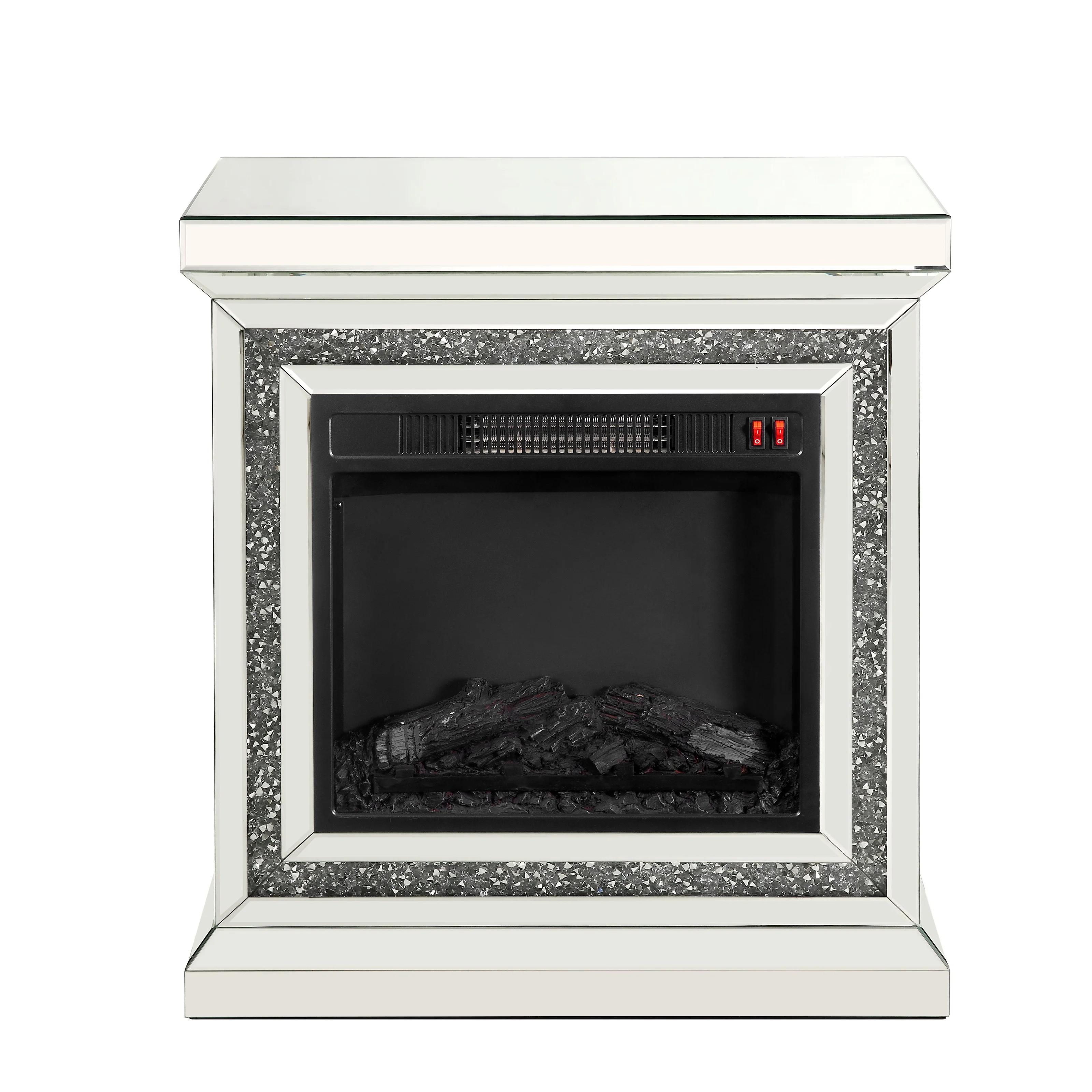 

    
Modern Mirrored & Faux Diamonds Fireplace  by Acme Noralie 90868
