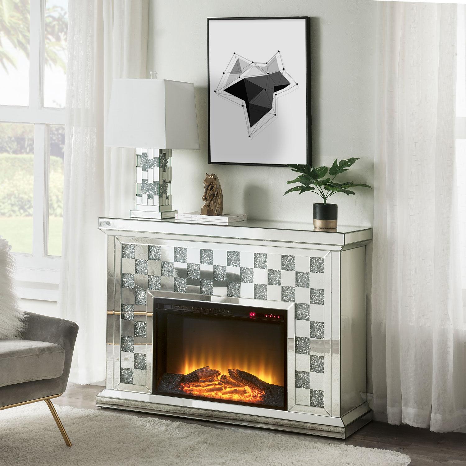 

    
Acme Furniture Noralie Fireplace Mirrored 90872

