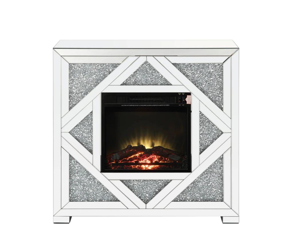 

    
Modern Mirrored & Faux Diamonds Fireplace  by Acme Noralie AC00515
