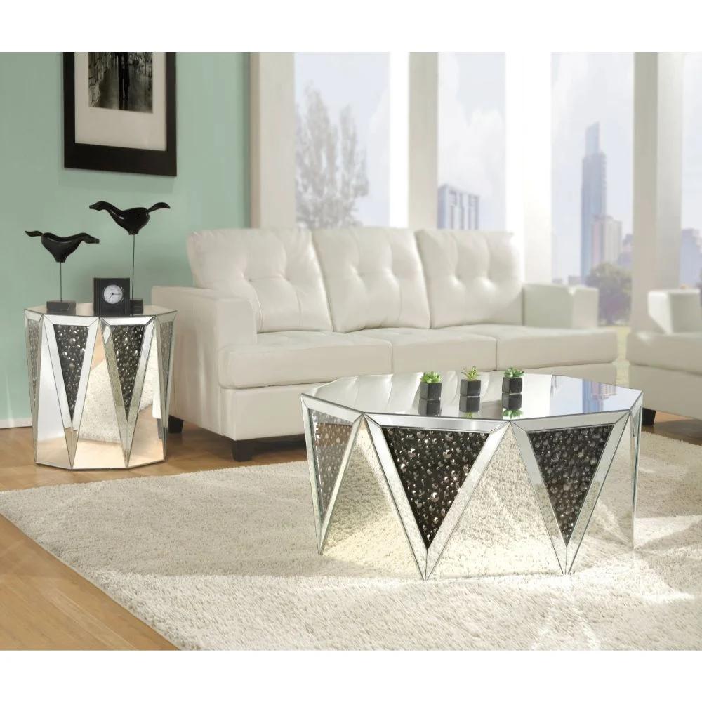 Modern Coffee Table and 2 End Tables Noor 82775-3pcs in Mirrored 