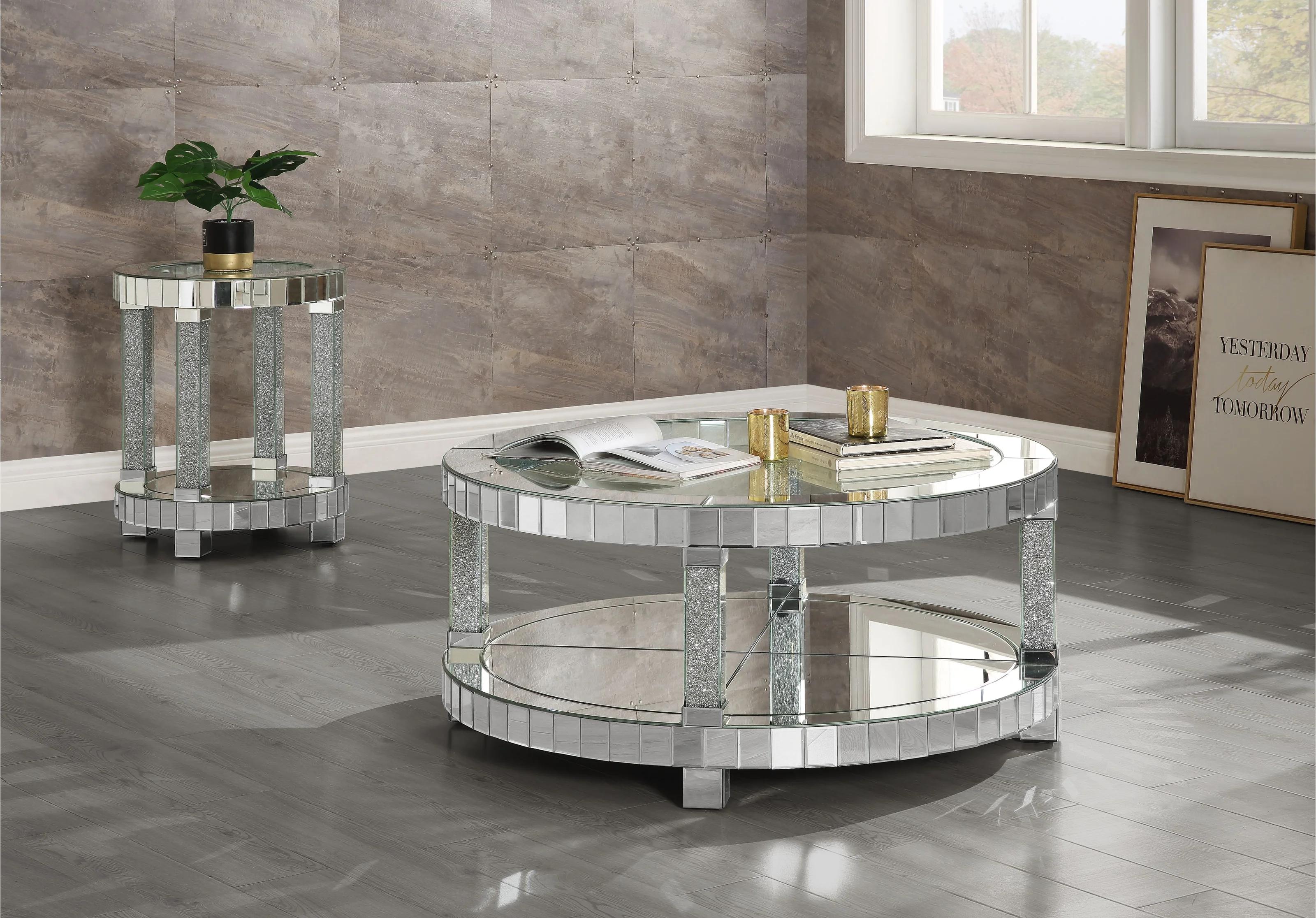 Modern Coffee Table and 2 End Tables Fafia 88025-3pcs in Mirrored 