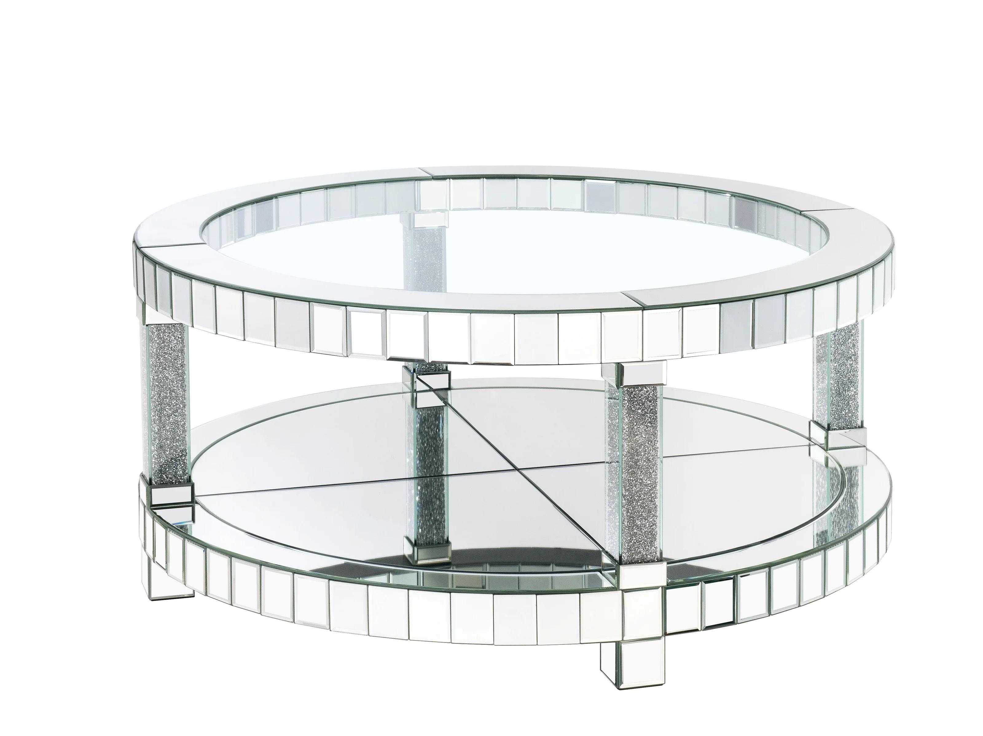 

    
Modern Mirrored & Faux Gems Coffee Table by Acme Fafia 88025
