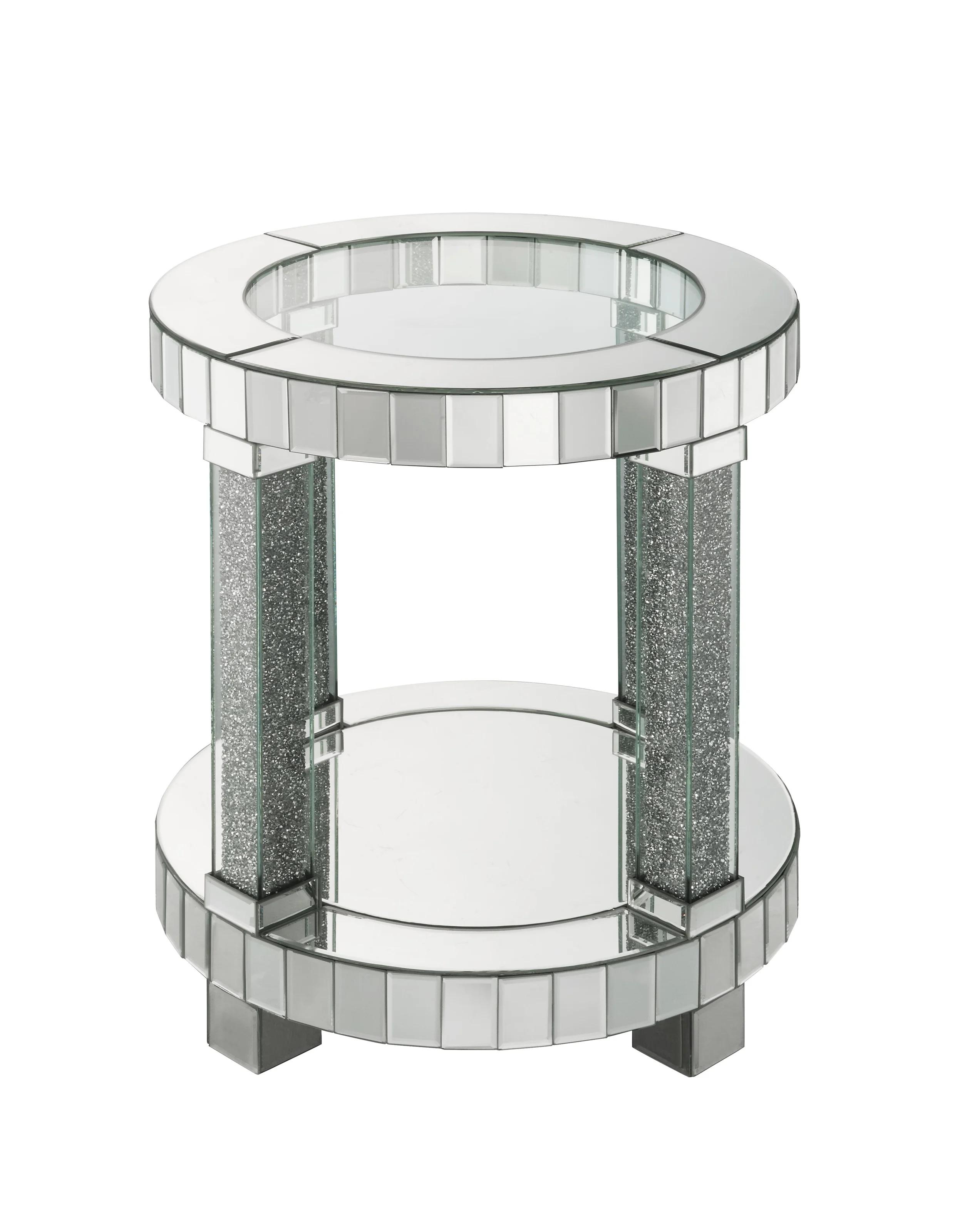 

    
Modern Mirrored & Faux Gems End Table by Acme Fafia 88027

