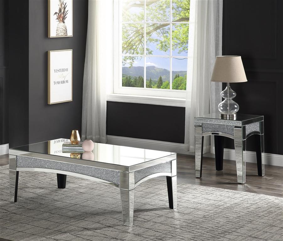 Modern Coffee Table and 2 End Tables Nowles 84675-3pcs in Mirrored 