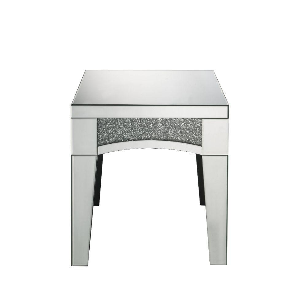 

    
Modern Mirrored & Faux Stones End Table by Acme Nowles 84677
