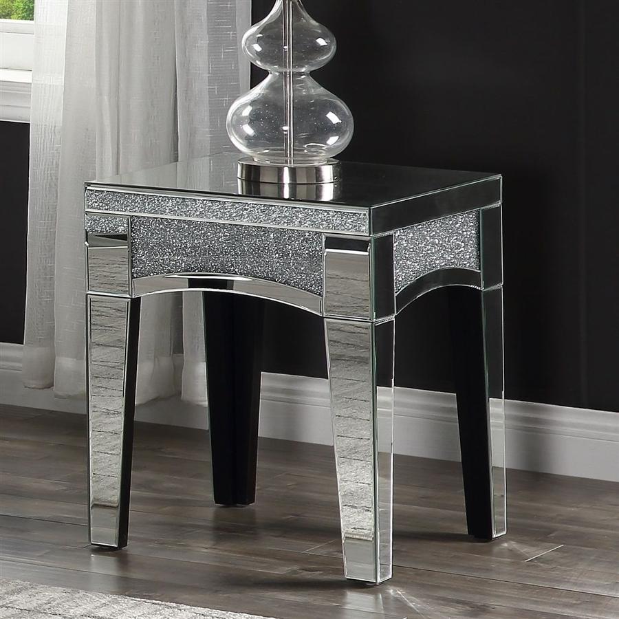 

    
Acme Furniture Nowles End Table Mirrored 84677
