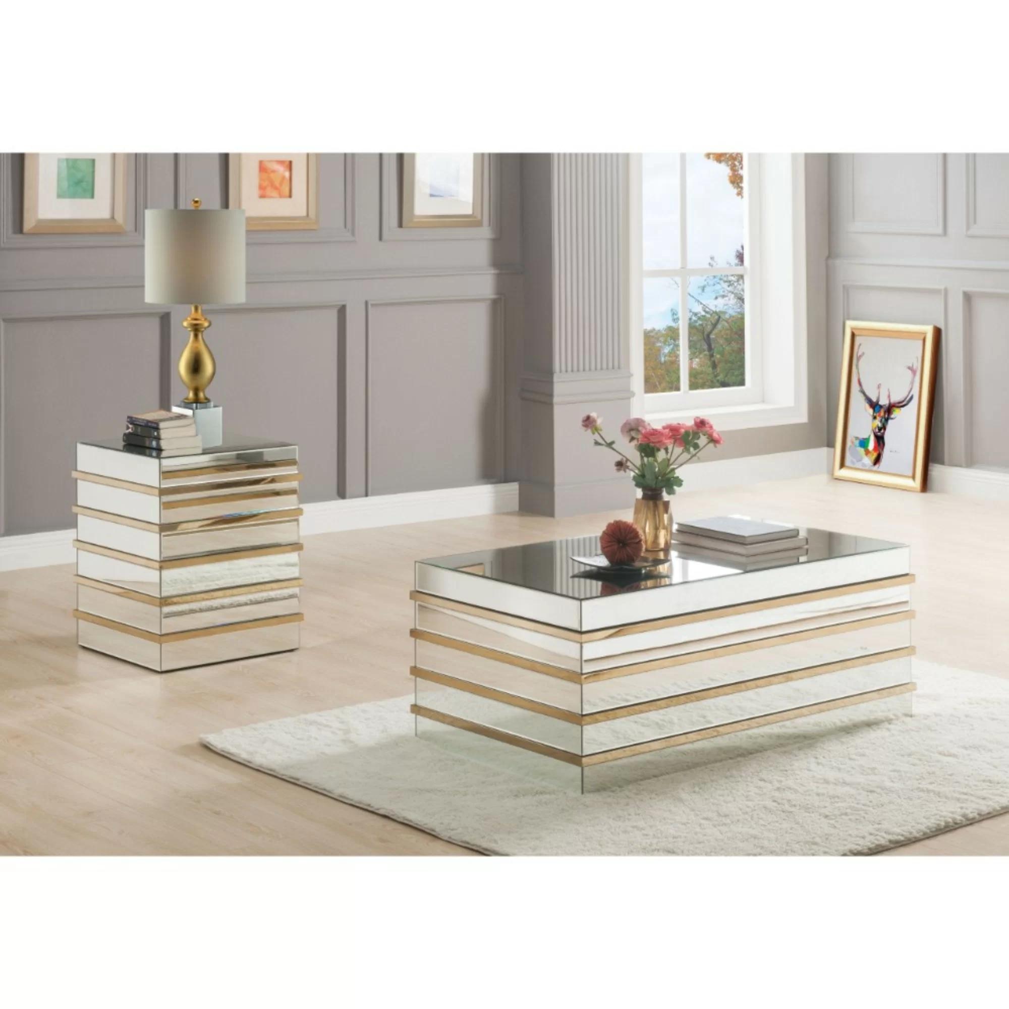 Modern Coffee Table and 2 End Tables Osma 80330-3pcs in Mirrored 