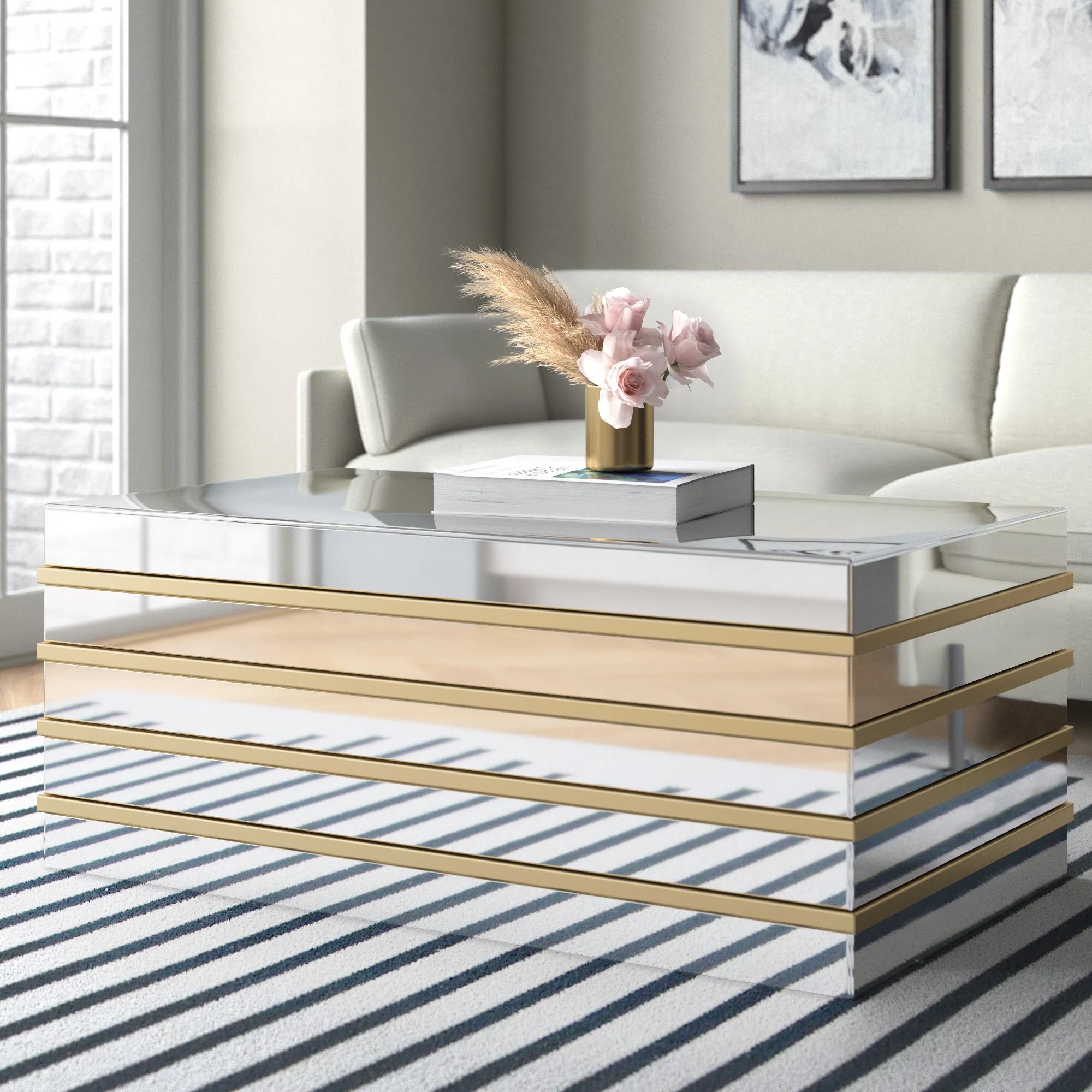 

    
80330 Modern Mirrored & Gold Coffee Table by Acme Osma 80330
