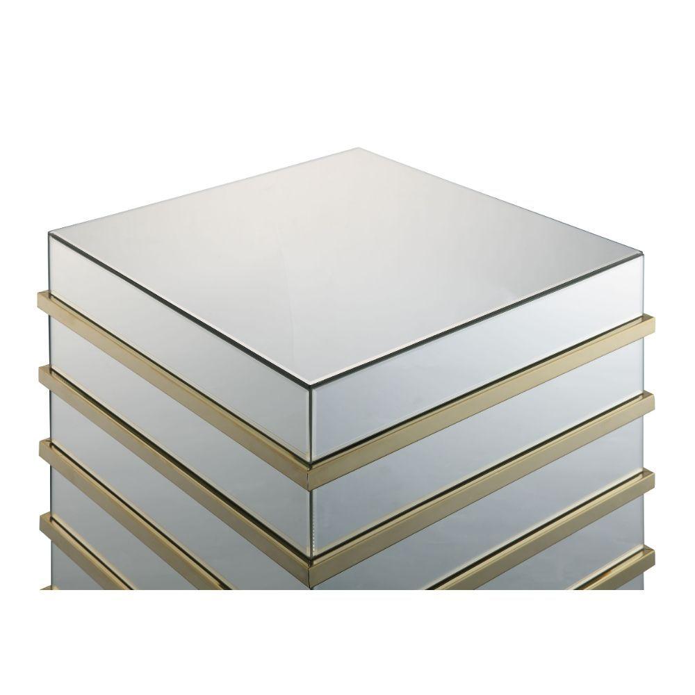 

    
Modern Mirrored & Gold End Table by Acme Osma 80332
