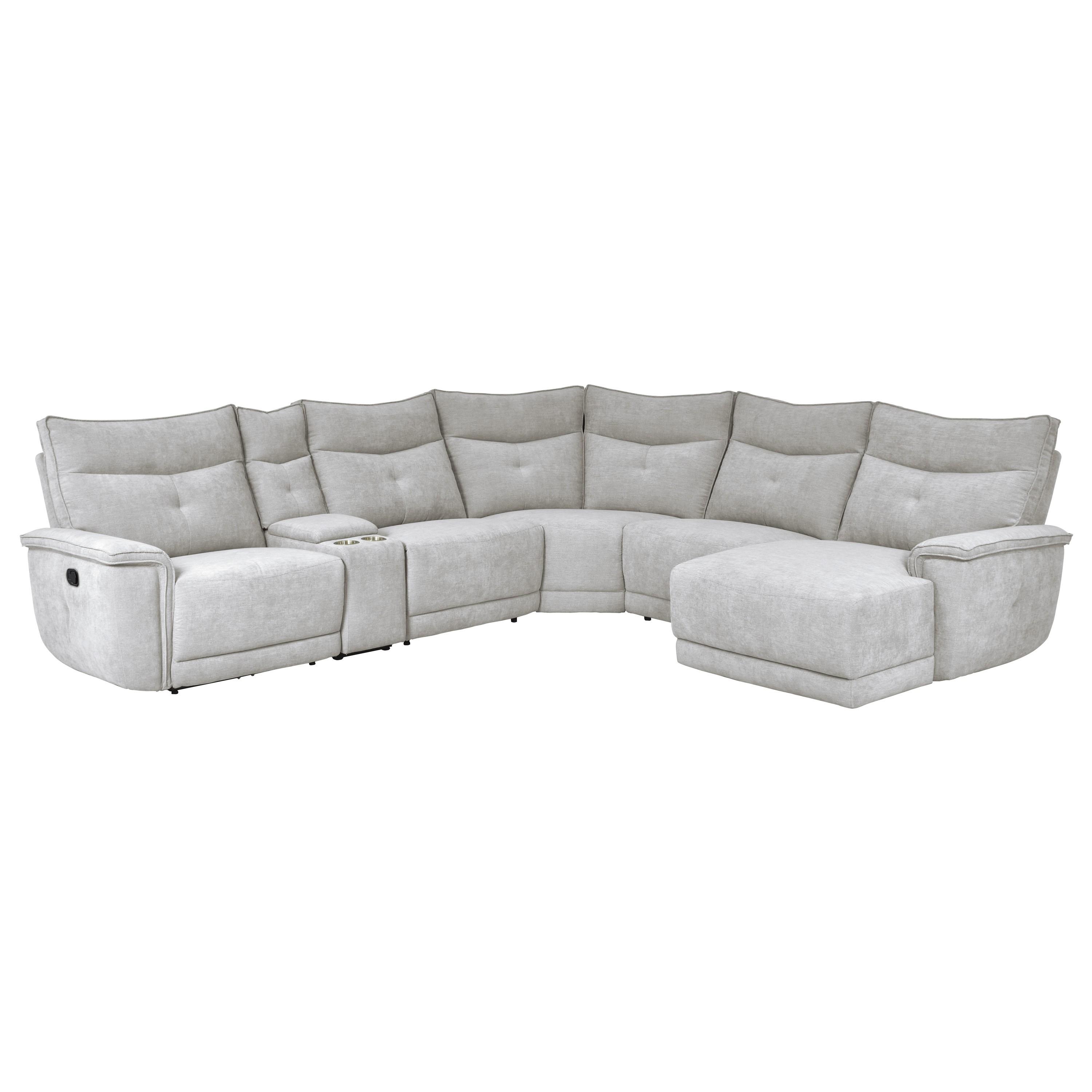 

    
Modern Mist Gray Textured 6-Piece RSF Reclining Sectional Homelegance 9509MGY Tesoro
