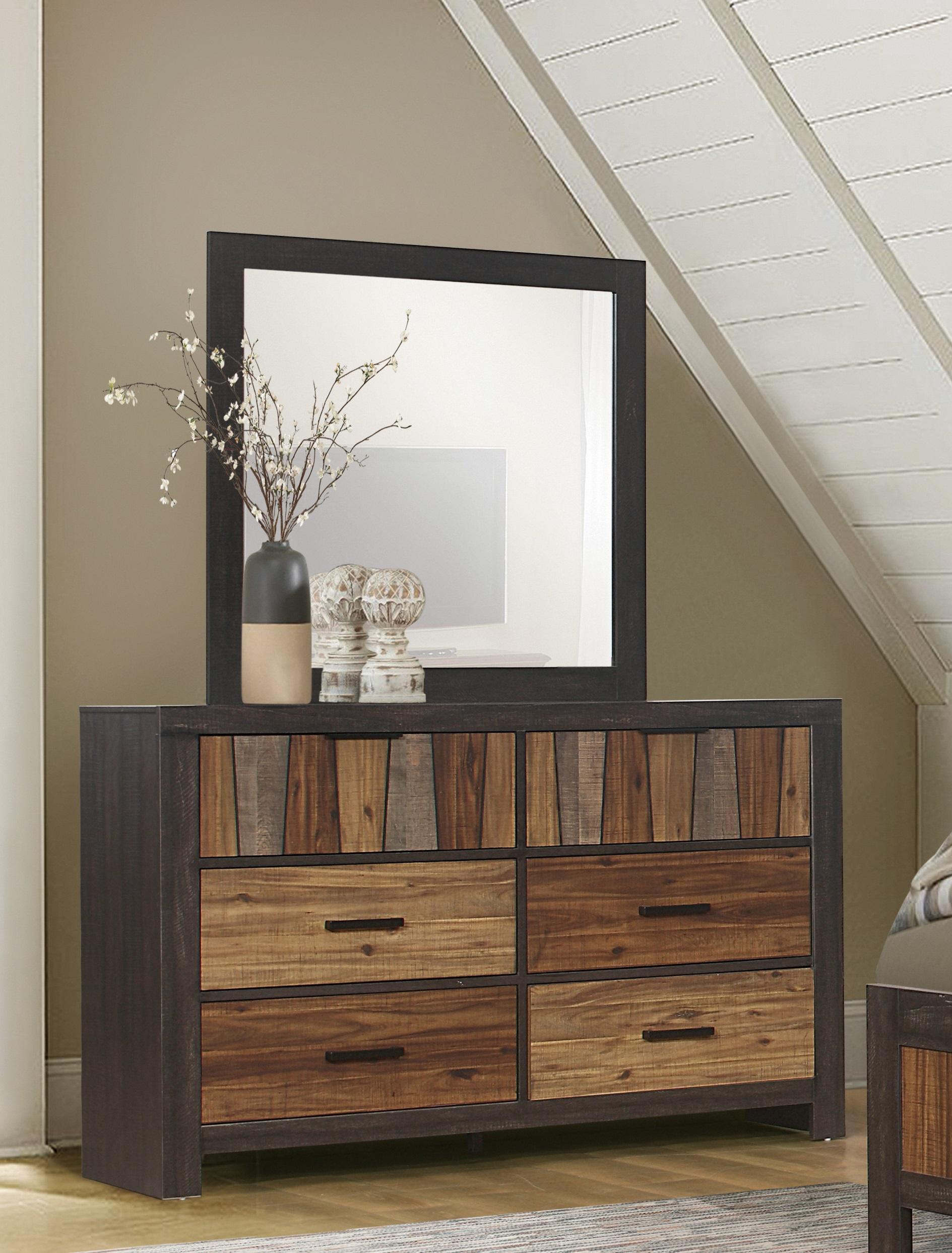 

    
Modern Multi-Tone Wire Brushed Wood Dresser w/Mirror Homelegance 2059-5*6 Cooper
