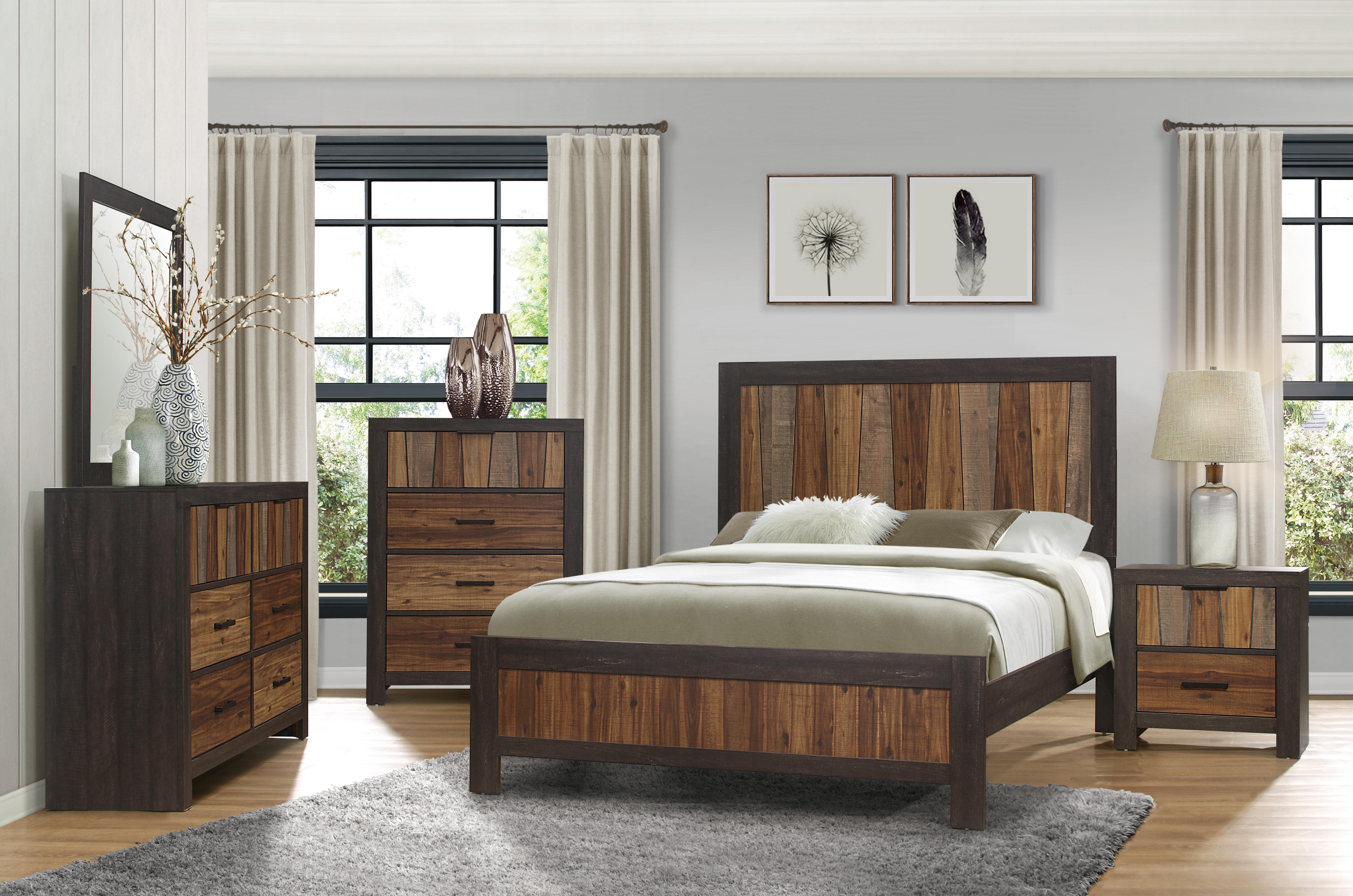 

    
Modern Multi-Tone Wire Brushed Wood Full Bedroom Set 5pcs Homelegance 2059F-1* Cooper

