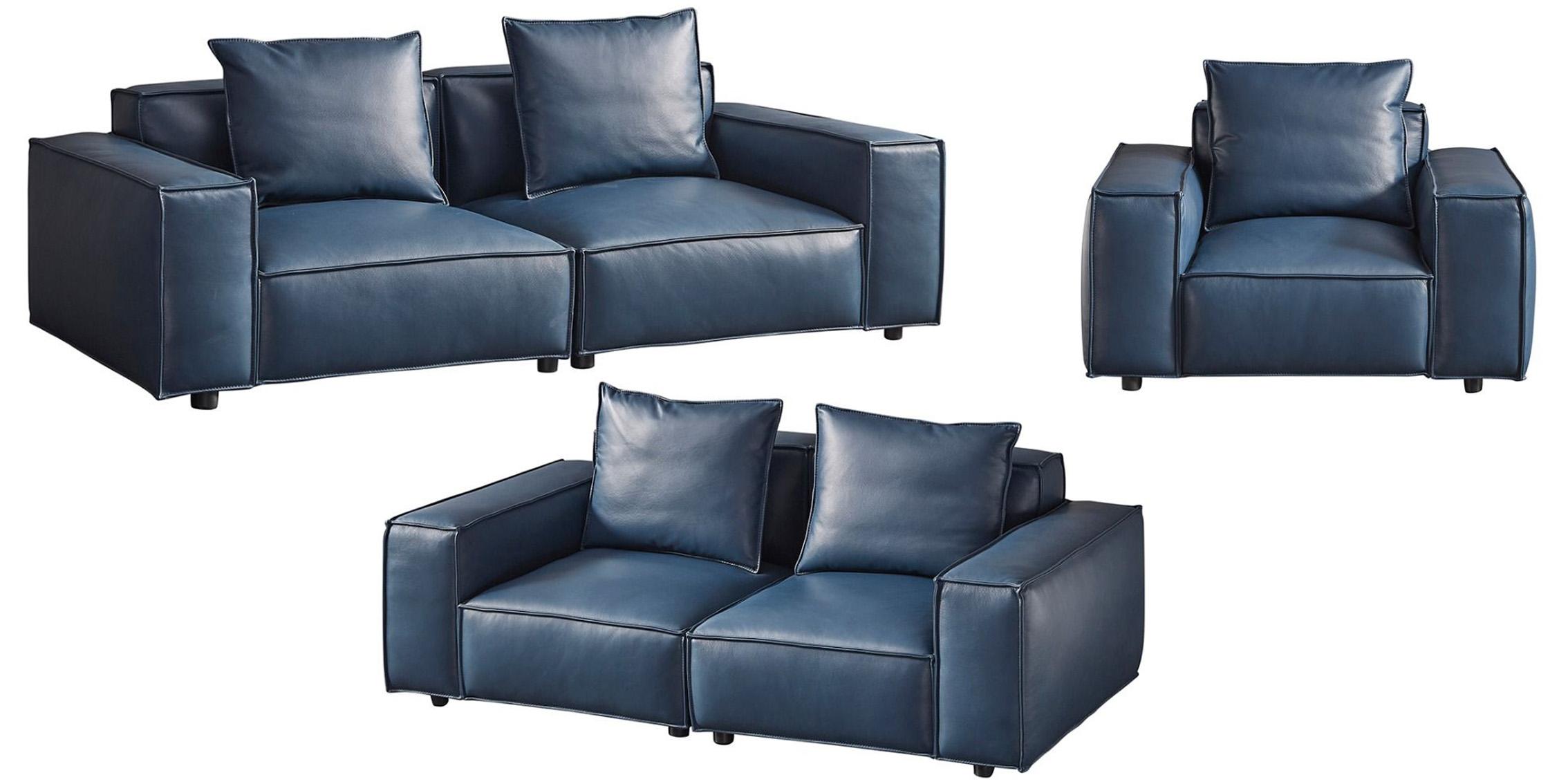 

    
Navy Blue Top-Grain Italian Leather Sofa Set 3P EK8008-NB American Eagle Urban
