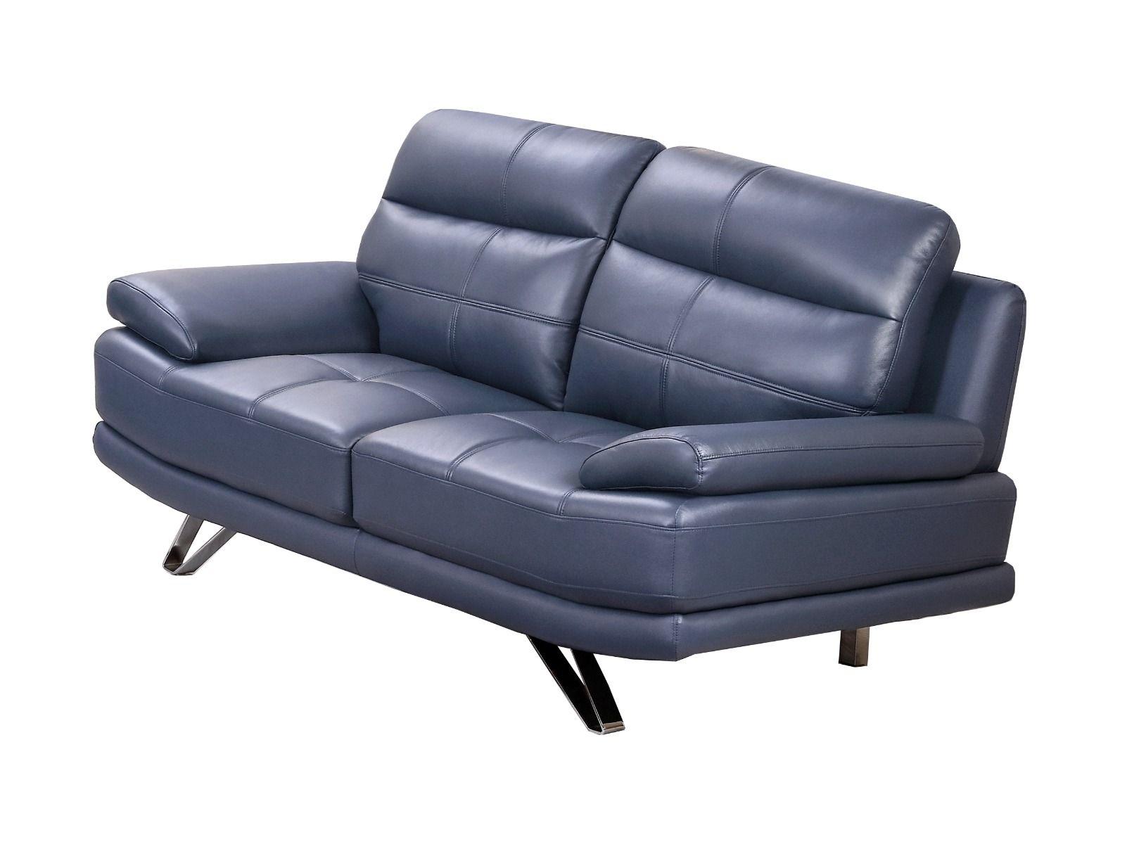

    
Modern Navy Blue Leather Sofa American Eagle EK530-NB
