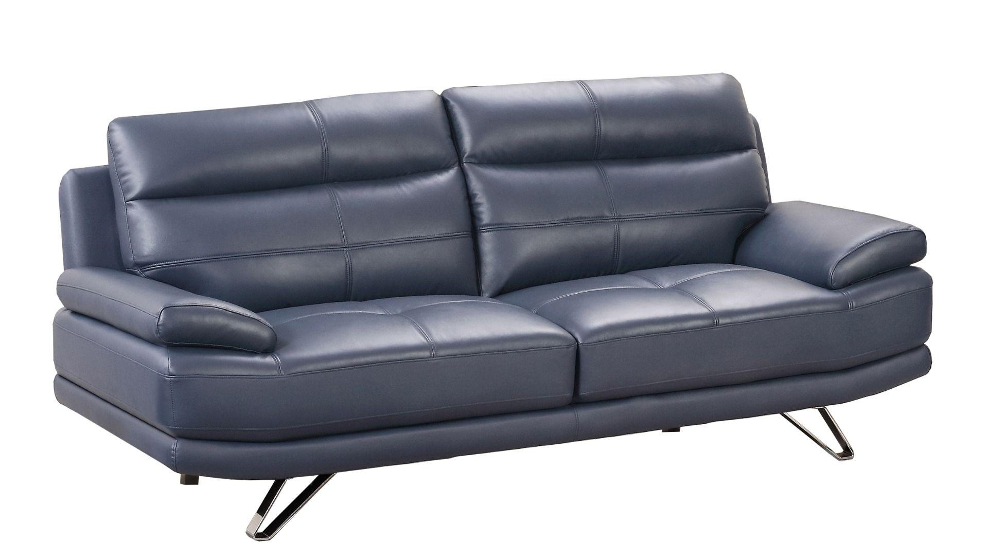 

    
Modern Navy Blue Leather Sofa Set 2Pcs American Eagle EK530-NB

