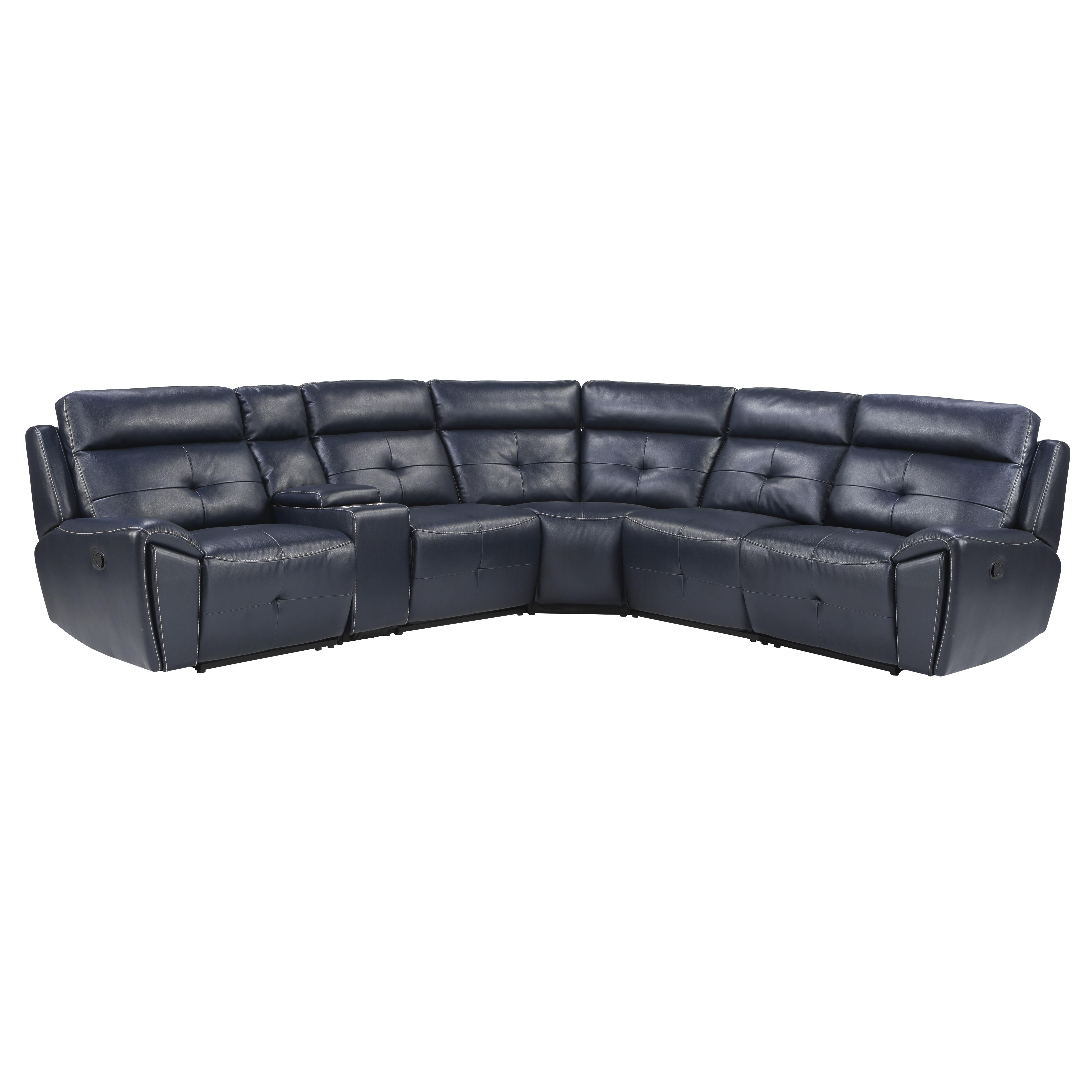 

    
Modern Navy Faux Leather 6-Piece Reclining Sectional Homelegance 9469NVB*6LRRR Avenue
