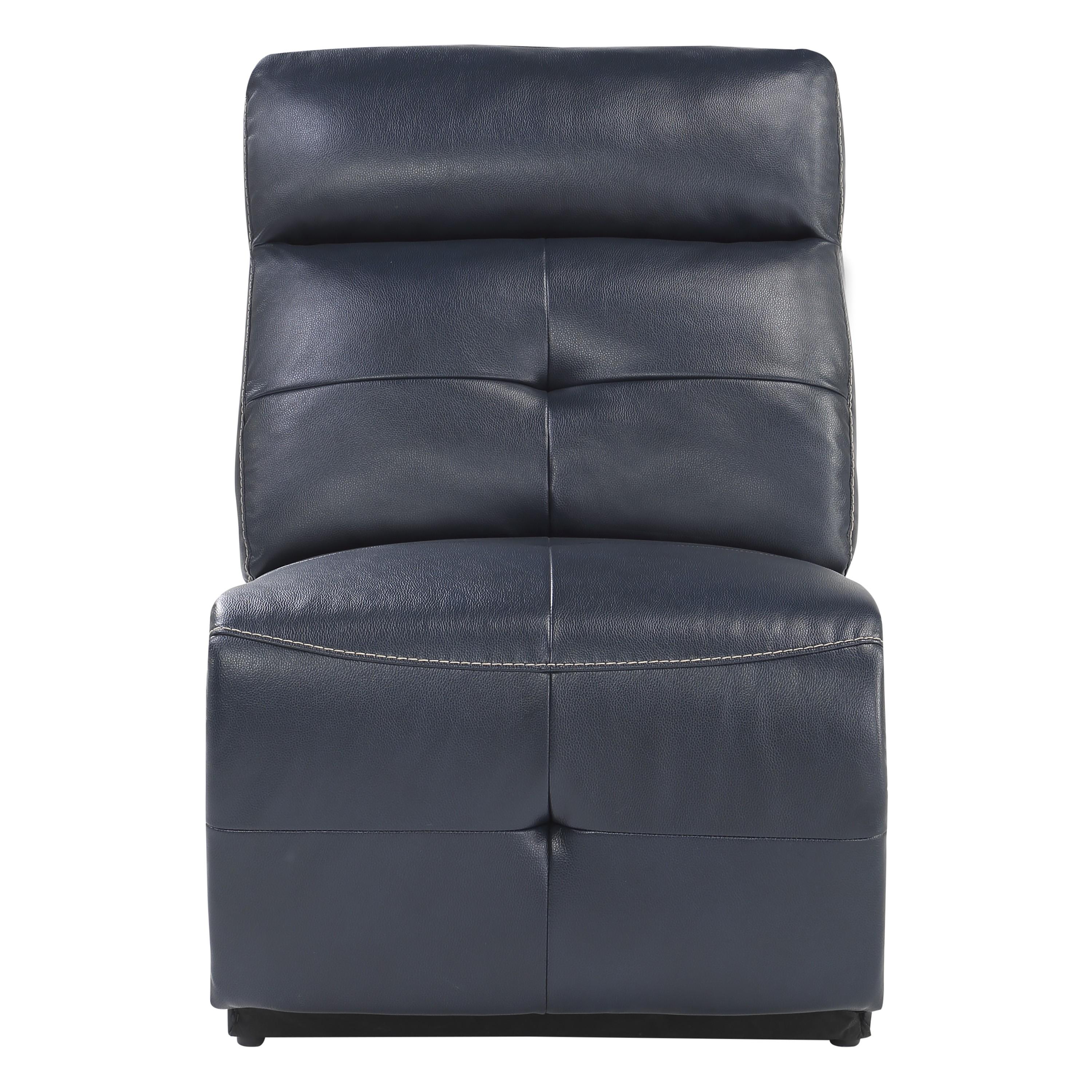 Modern Armless Reclining Chair 9469NVB-AR Avenue 9469NVB-AR in Navy Faux Leather