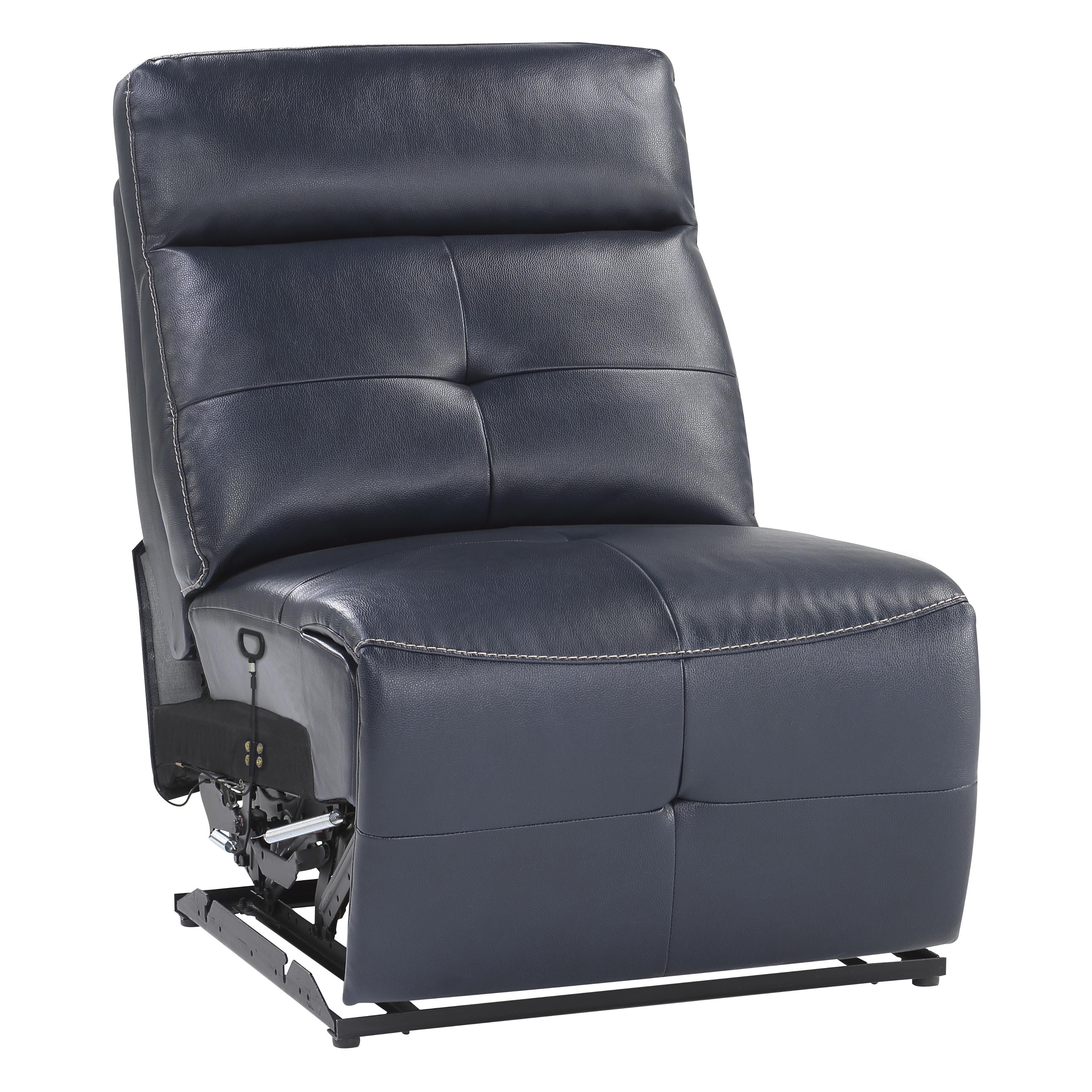

    
Modern Navy Faux Leather Armless Reclining Chair Homelegance 9469NVB-AR Avenue
