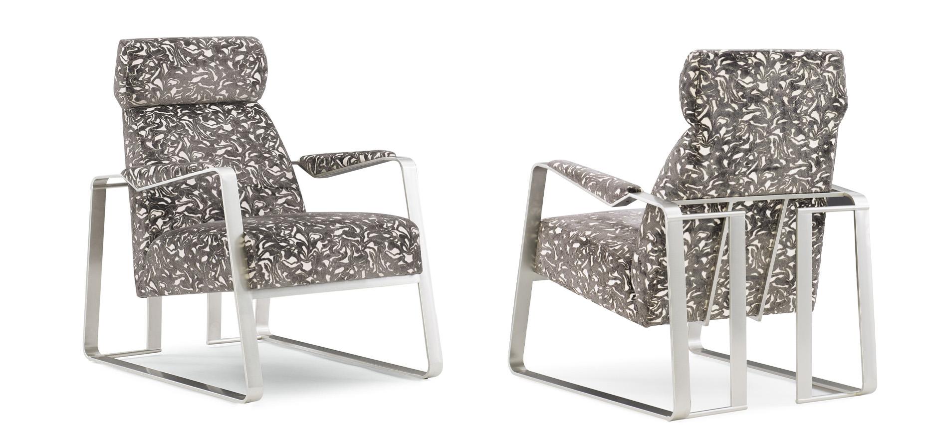 

    
Modern Nickel Finish Performance Multitoned Fabric EXPOSITION CHAIR Set 2Pcs by Caracole
