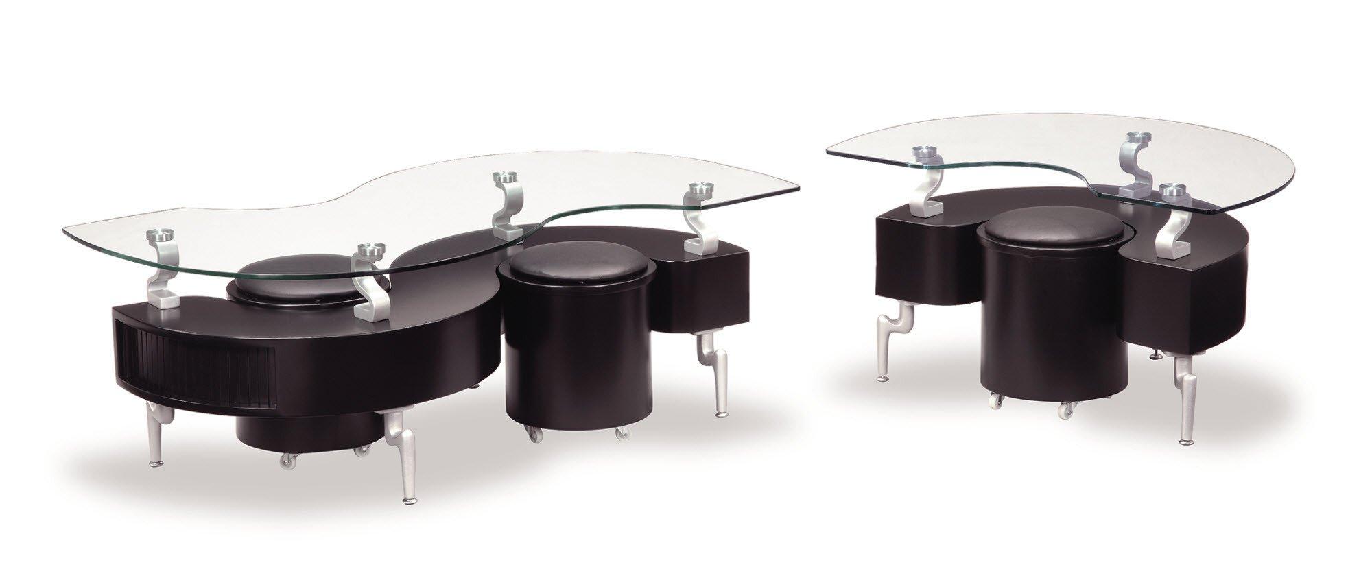 

    
Modern Occasional Tables In Black With Black Cushions 2Pcs T288BC Global United
