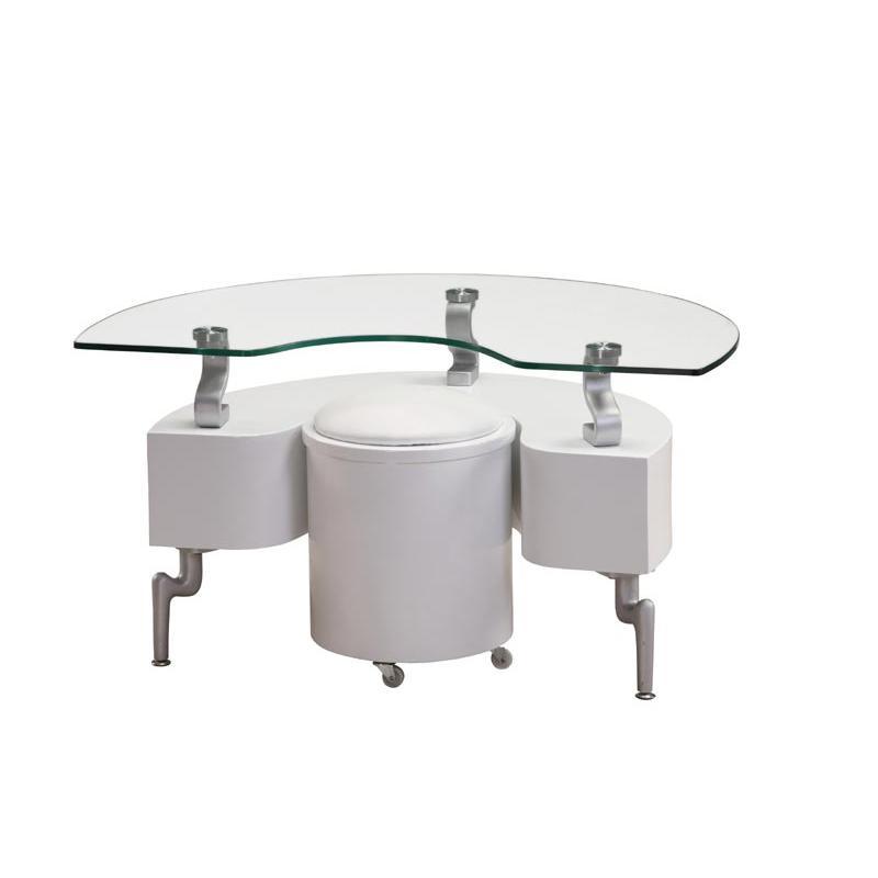 

    
Global United T288C Coffee Table and End Table Set Clear/White T288WHC-2PC
