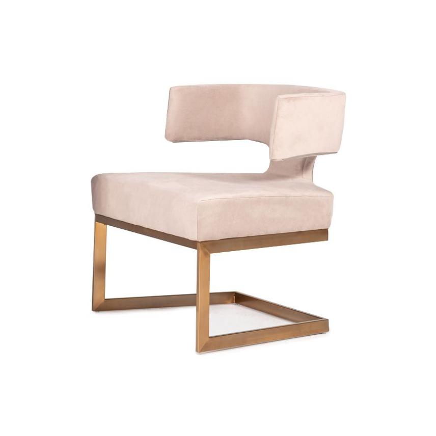 

    
Modern Off-White Velvet & Brass Dining Chairs Set by Modrest Calvo
