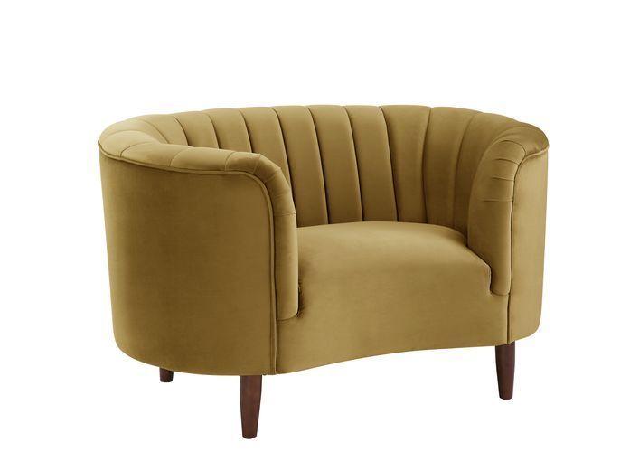 Modern Chair Millephri LV00165 in Yellow Velvet