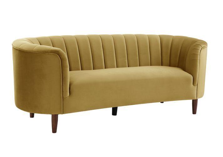 Modern Sofa Millephri LV00163 in Yellow Velvet