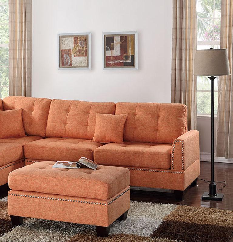 

    
Poundex Furniture F6506 3-Pcs Sectional Sofa Orange F6506
