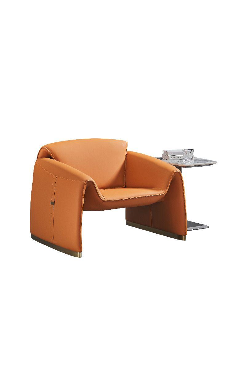 Contemporary, Modern Accent Chair EK-Y1011-ORG EK-Y1011-ORG in Orange Genuine Leather