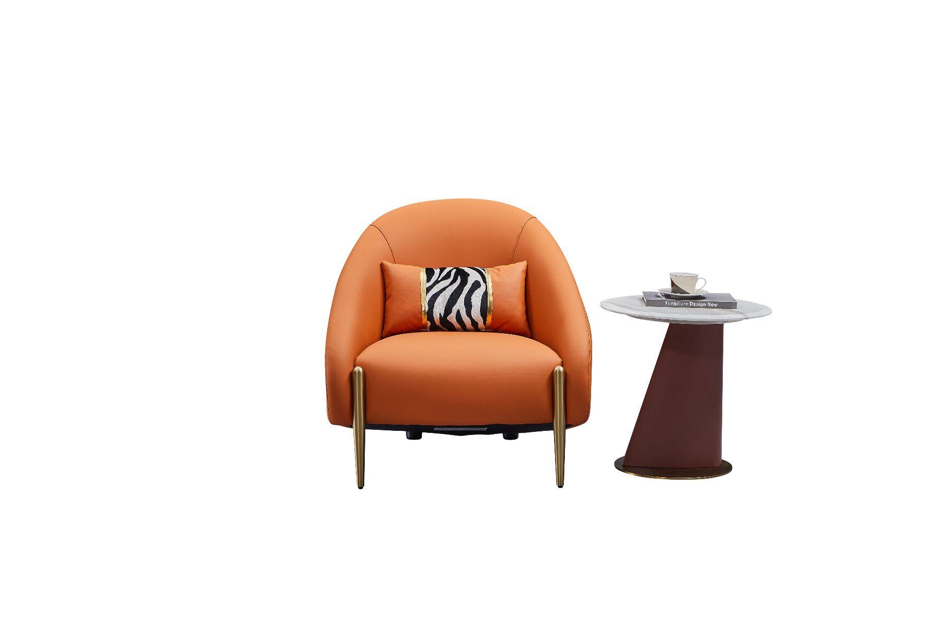 

    
Modern Orange Genuine Leather Accent Chair American Eagle EK-Y1012-ORG
