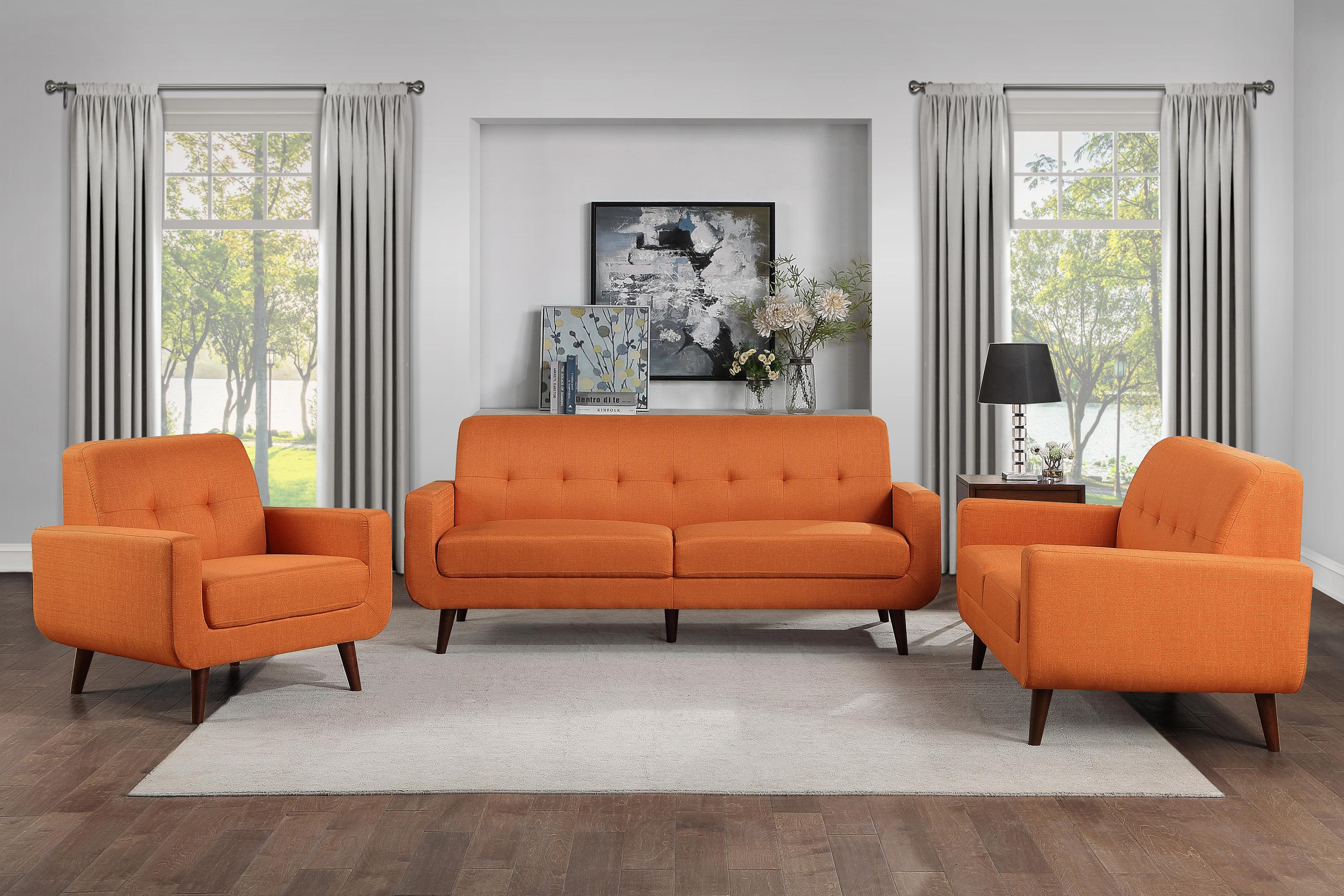 

    
Modern Orange Textured Living Room Set 3pcs Homelegance 9433RN Fitch
