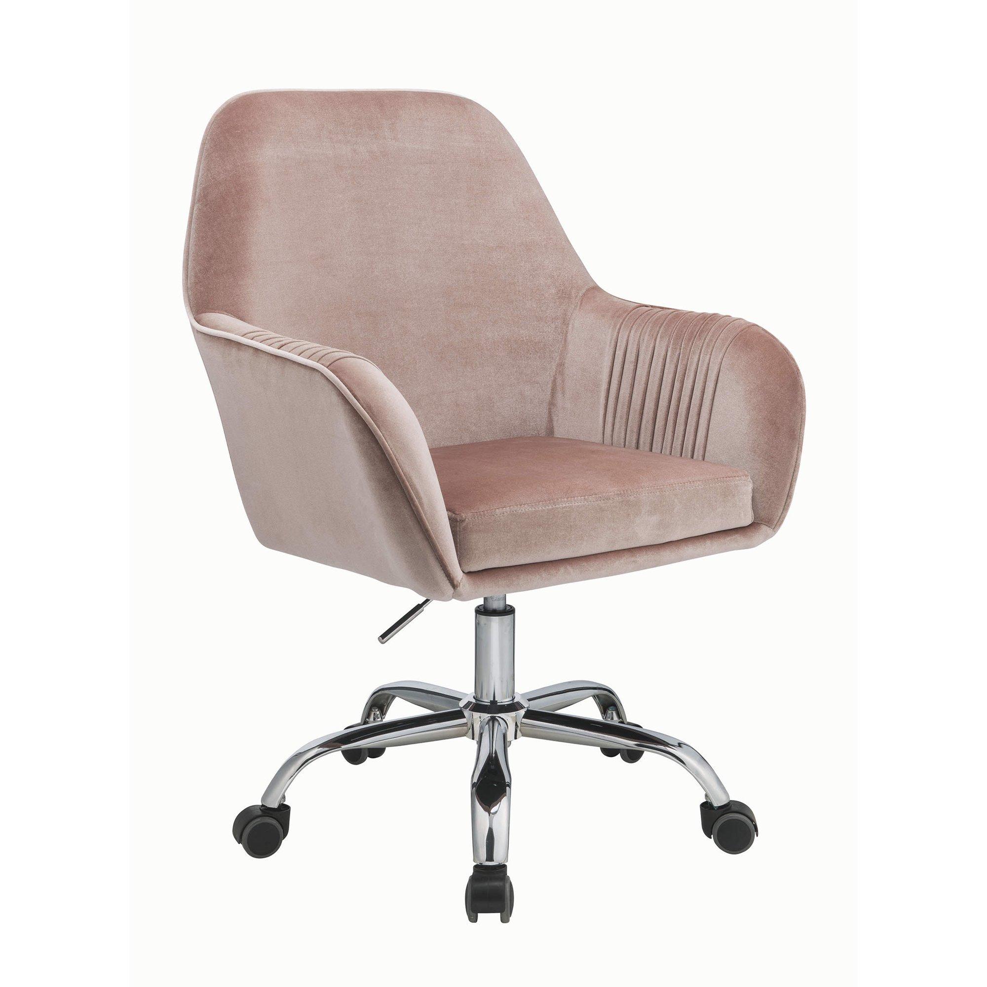 Modern, Classic Home Office Chair Eimer 92504 in Peach Velvet