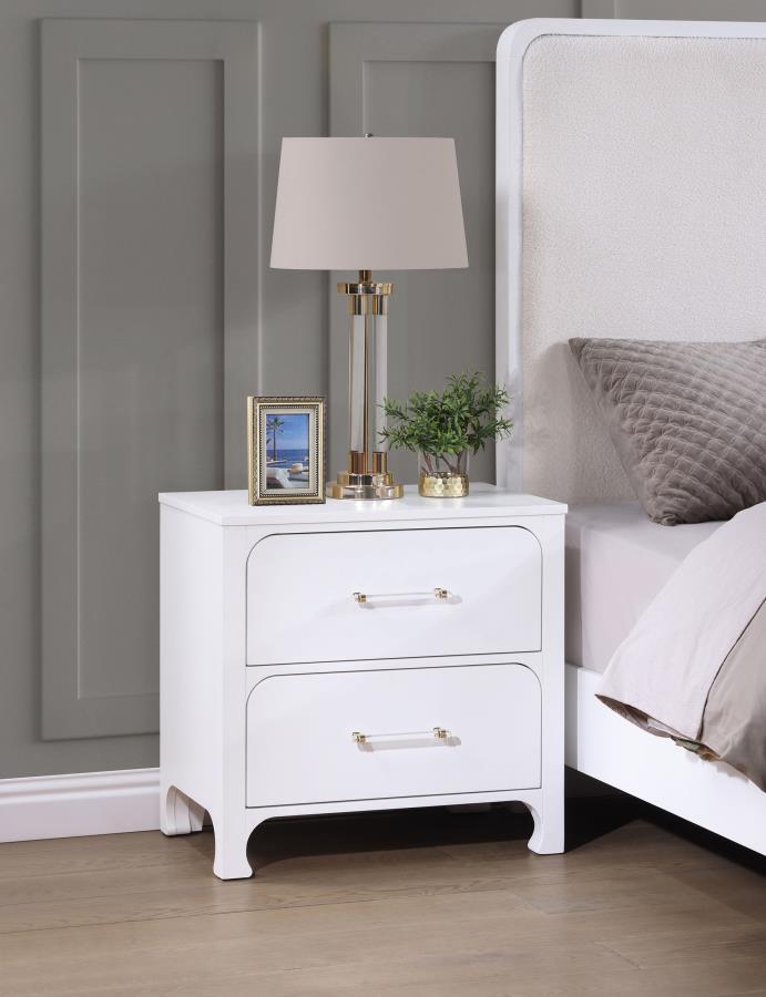 

    
 Order  Modern Pearl White Wood California King Panel Bedroom Set 3PCS Coaster Anastasia 224751KW
